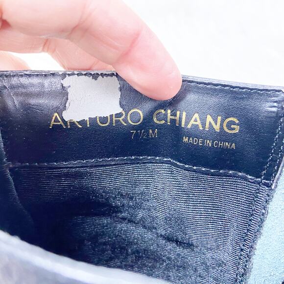 Arturo Chiang 7.5 M Womens Black Leather Side-zip Riding Boots - Picture 7 of 10